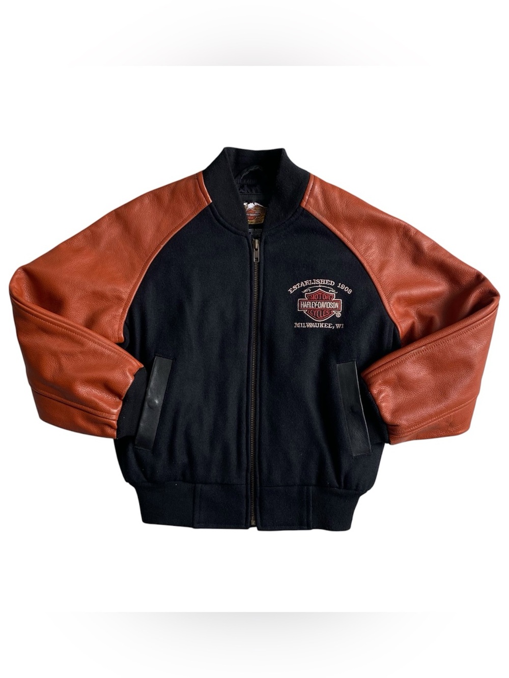 Vintage Harley-Davidson Wool Leather Youth Bomber Varsity Jacket Size XS